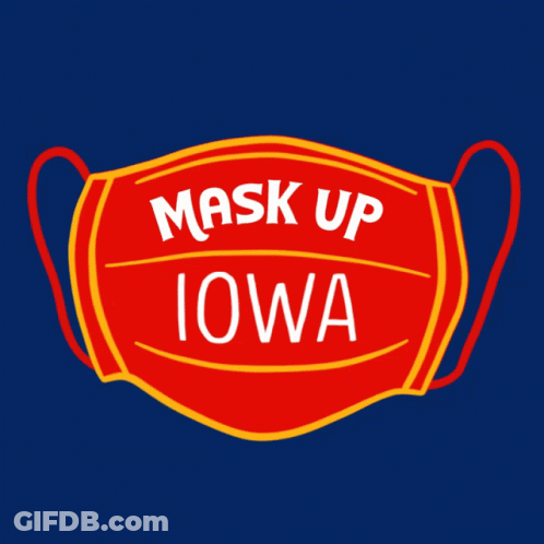 A Red Mask With The Words Vote Early For Greenfield On It GIF