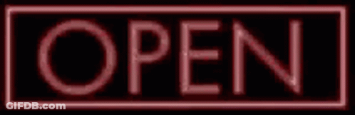 Red Neon Sign Saying Open GIF