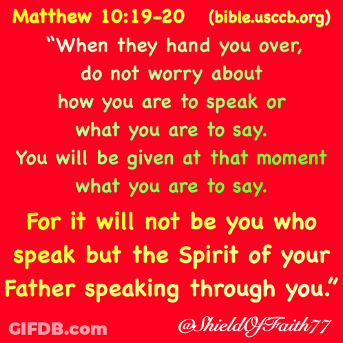 A Red Poster With A Quote From Matthew GIF