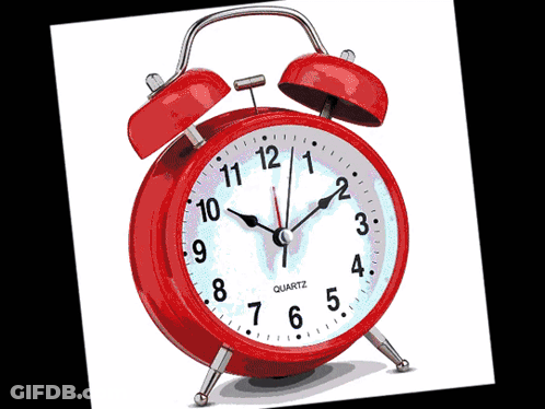 A Red Quartz Alarm Clock Shows The Time As 4:20 GIF