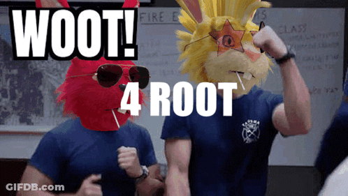 A Red Rabbit And A Yellow Lion With The Words Woot 4 Root GIF