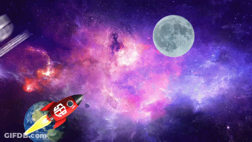A Red Rocket With The Number 50 On The Side GIF