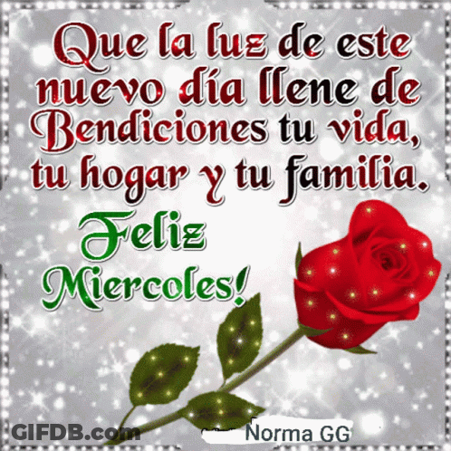 A Red Rose Is On A Greeting Card That Says Que La Luz De Este Nuevo Dia Llene De Bendiciones Tu Vida GIF