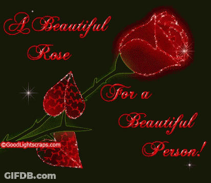 A Red Rose With The Words " A Beautiful Rose For A Beautiful Person " On It GIF