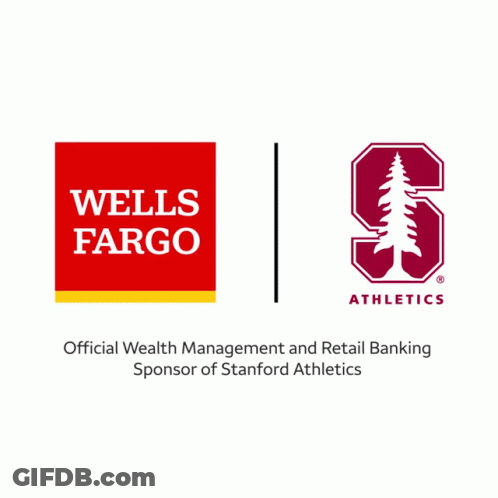 A Red Sign That Says Go Stanf With A Christmas Tree In Front Of It GIF