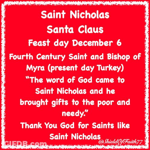 A Red Sign That Says Saint Nicholas Santa Claus GIF
