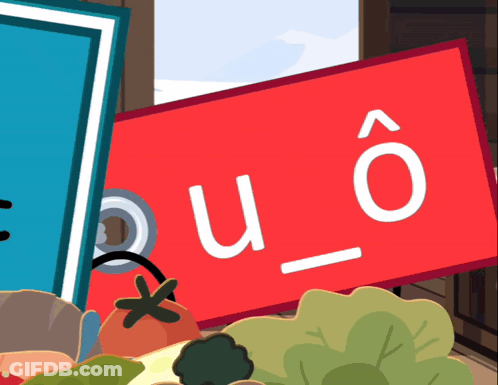 A Red Sign With The Letters U And O Written On It GIF
