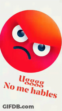 A Red Smiley Face With The Words " No Me Hables " Written Below It GIF