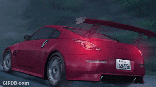 A Red Sports Car With The License Plate Number 69 556 GIF