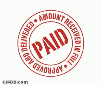A Red Stamp That Says Paid Amount Received In Full And Delivered GIF