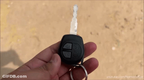 A Red Suzuki Car Is Driving Down A Dirt Road GIF