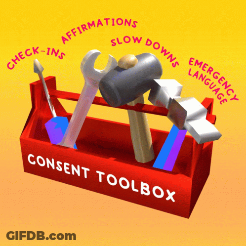 A Red Toolbox With A Hammer A Wrench And A Screwdriver In It GIF