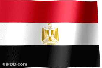 A Red White And Black Flag With An Eagle On The Top GIF