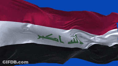 A Red White And Black Flag With Green Arabic Writing GIF