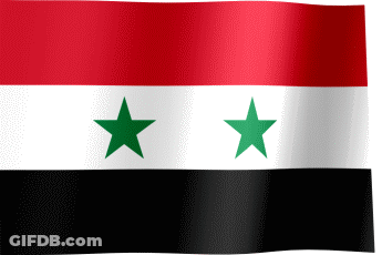 A Red White And Black Flag With Green Stars GIF