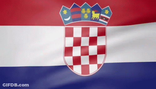 A Red White And Blue Flag With A Coat Of Arms On Top GIF
