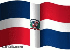 A Red White And Blue Flag With A Crest On It GIF