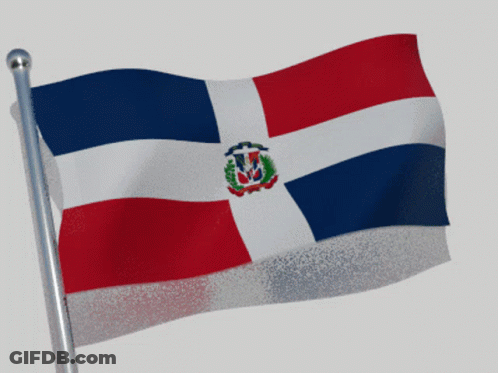 A Red White And Blue Flag With A Crest On It GIF