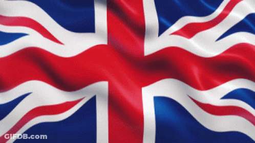 A Red White And Blue Flag With A Cross On It GIF