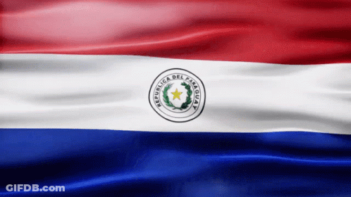A Red White And Blue Flag With Republica Del Paraguay In The Center GIF