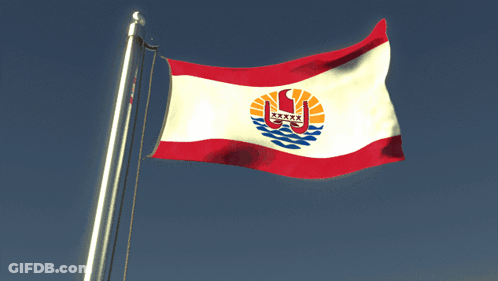 A Red White And Blue Flag With The Letter U On It Is Waving In The Wind GIF