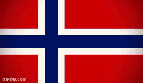 A Red White And Blue Flag With The Word Norge On It GIF