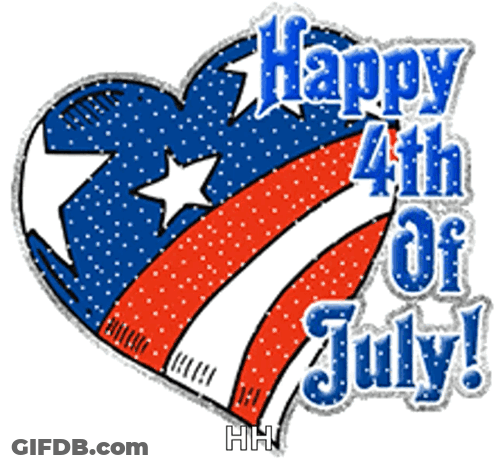 A Red White And Blue Heart With The Words Happy 4Th Of July Written On It GIF