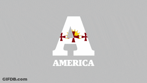 A Red White And Blue Letter A With The Word America Underneath GIF