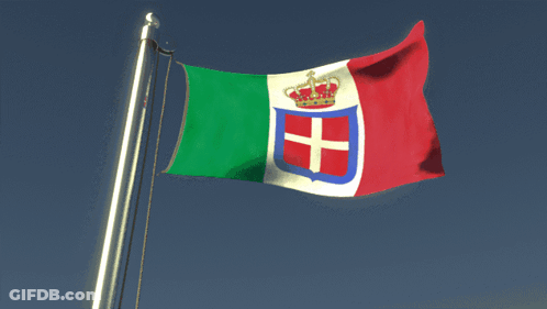 A Red White And Green Flag With A Crown And Cross On It GIF