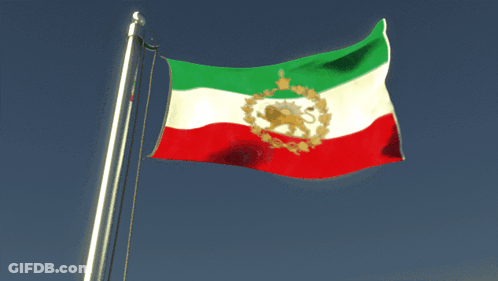 A Red White And Green Flag With A Lion On It Is Flying In The Wind GIF