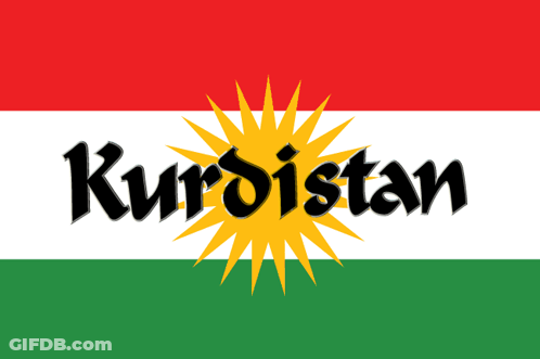 A Red White And Green Flag With The Word Kurdistan Written On It GIF