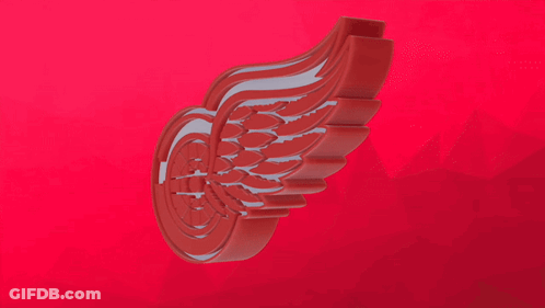 A Red Wing With A Wheel In The Middle Is On A Red Background GIF