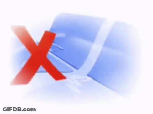 A Red X Is Crossed Out In Front Of A Blue Background GIF