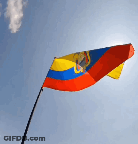 A Red Yellow And Blue Flag Is Flying In The Wind Against A Blue Sky GIF