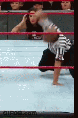 A Referee In A Wrestling Ring With A Shirt That Says Mid On It GIF