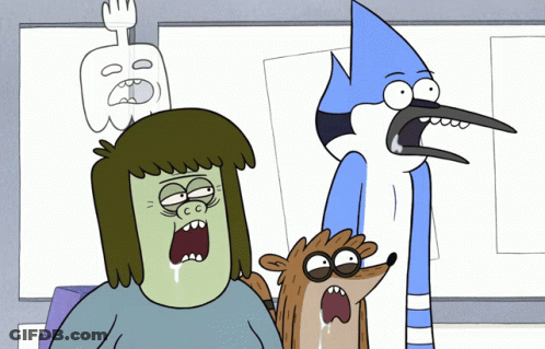 A Regular Show Cartoon Shows A Ghost And Two Cartoon Characters GIF