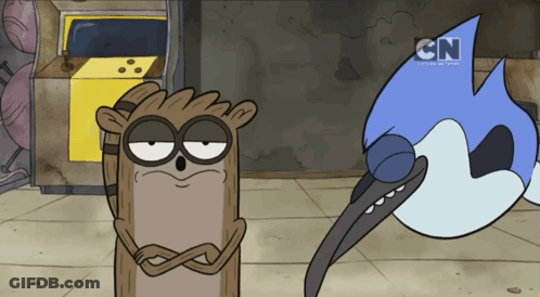 A Regular Show Cartoon With A Cn Logo On The Bottom Right GIF