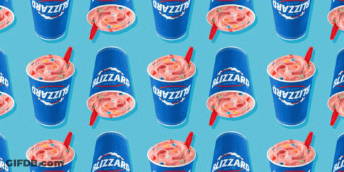 A Repeating Pattern Of Blizzard Ice Cream Cups GIF