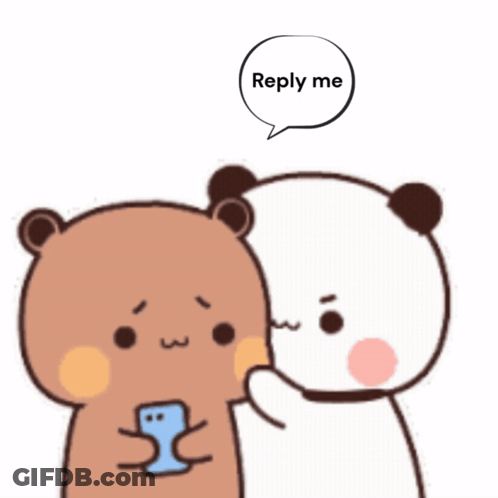 A Reply Me Speech Bubble Is Above Two Bears GIF