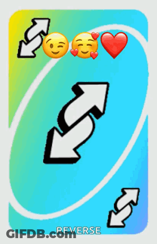 A Reverse Card With Two Arrows Pointing In Opposite Directions GIF