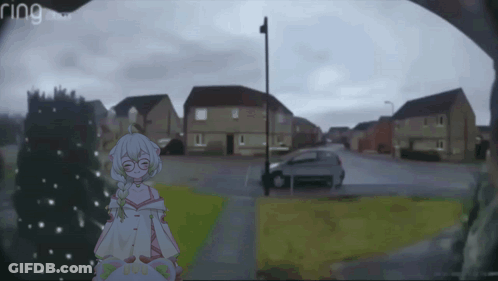 A Ring Camera Shows A Girl In A White Dress GIF