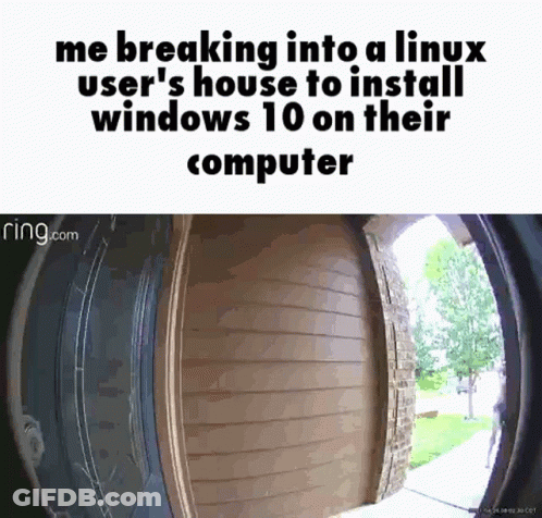 A Ring Doorbell Shows A Person Breaking Into A Linux User 'S House GIF