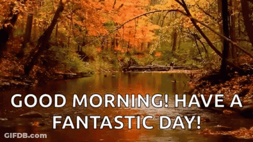 A River In The Middle Of A Forest With The Words Good Morning Have A Fantastic Day . GIF
