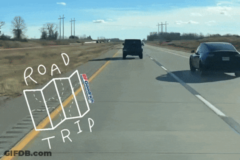 A Road Trip With A Map Drawn On The Road GIF