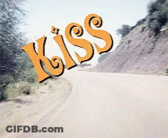 A Road With The Word Kiss Written On It GIF