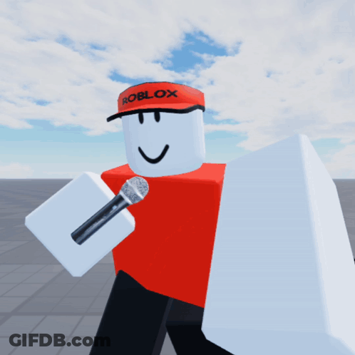 A Roblox Character Is Holding A Microphone GIF