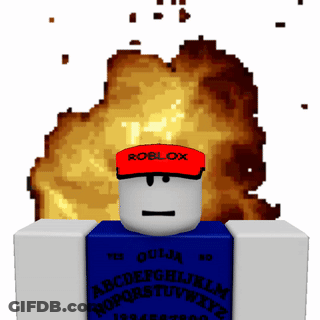 A Roblox Character Is Standing In Front Of An Exploding Background GIF