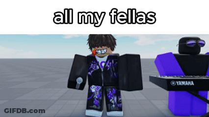 A Roblox Character Is Standing Next To A Yamaha Keyboard .. GIF