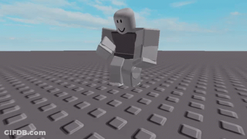 A Roblox Character Is Walking Across A Gray Surface GIF