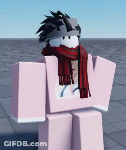 Roblox Character In Pink Shirt And Red Scarf GIF